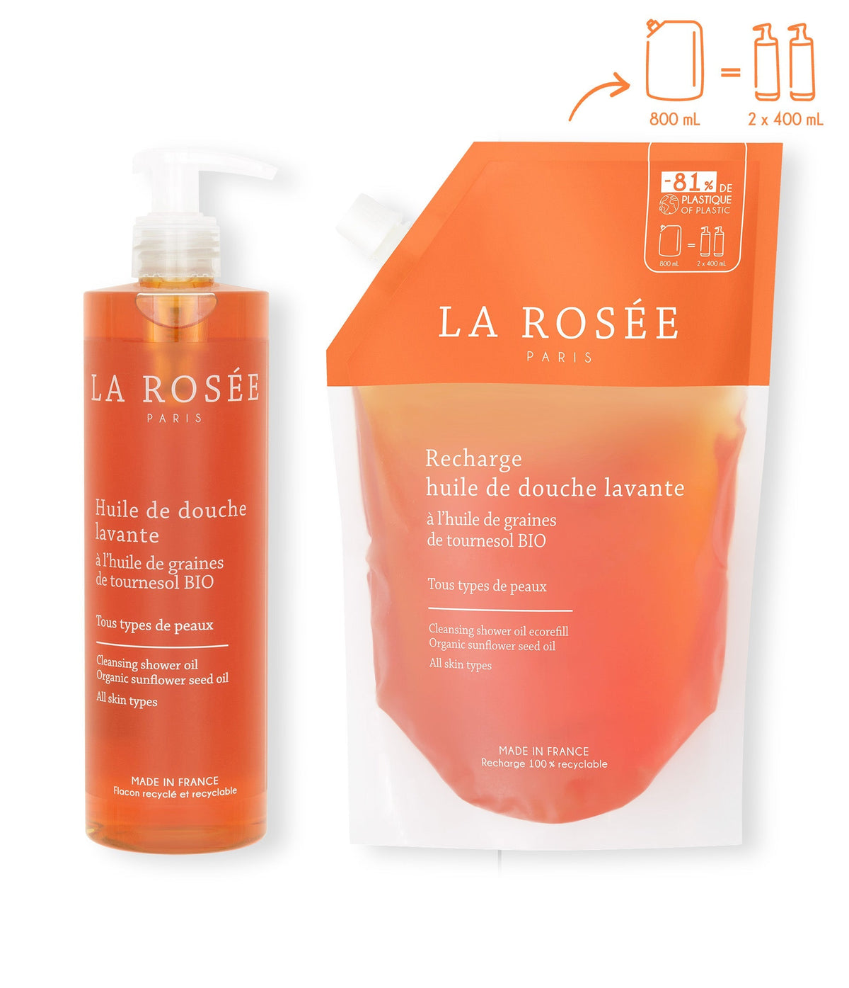 Duo Huile de douche lavante & sa recharge