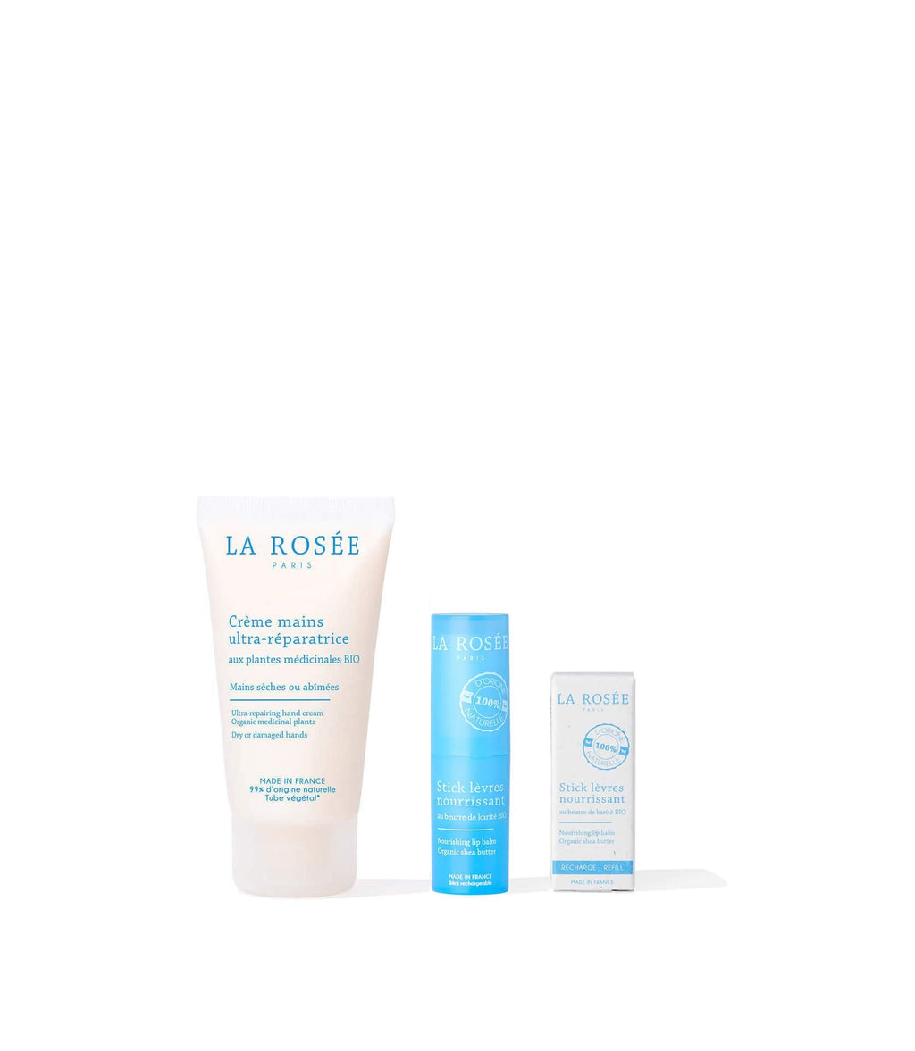 Trio Crème mains, Stick lèvres & sa recharge