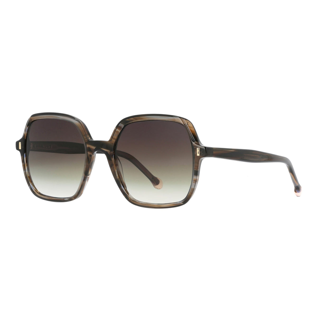 Lunettes de soleil Soyeuse - Ecaille rayée gris et brun