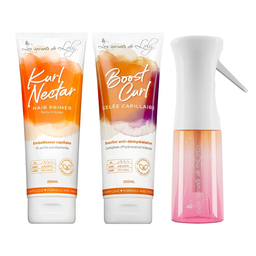 Starter Pack Cheveux Bouclés - Crème sans rinçage, gelée coiffante & vaporisateur