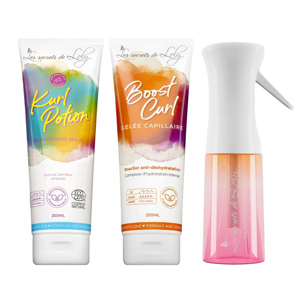 Starter Pack Cheveux Ondulés - Crème sans rinçage, gelée coiffante & vaporisateur